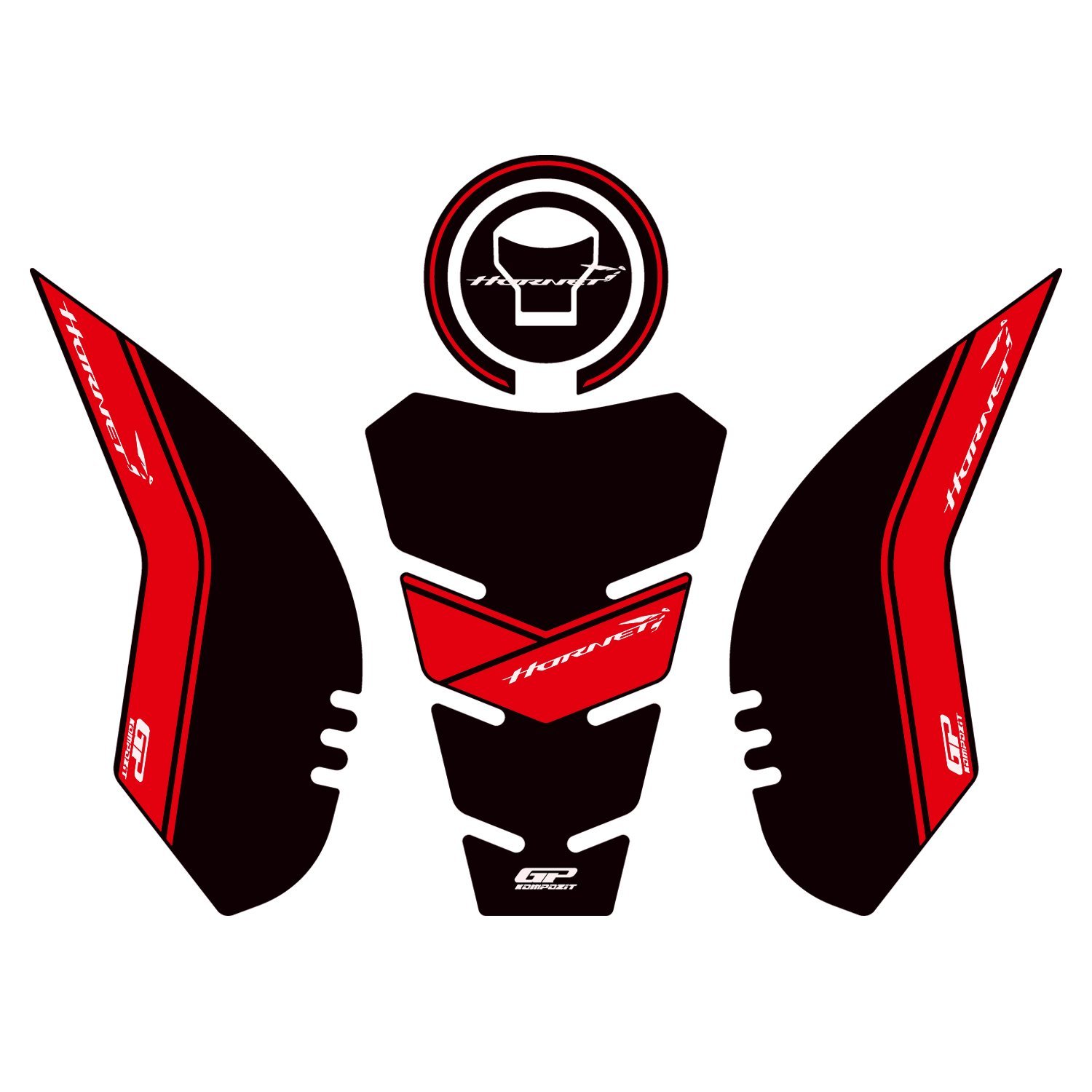 GP Kompozit Honda CB500 Hornet 2024-2025 Uyumlu Tank Pad Siyah-Kırmızı