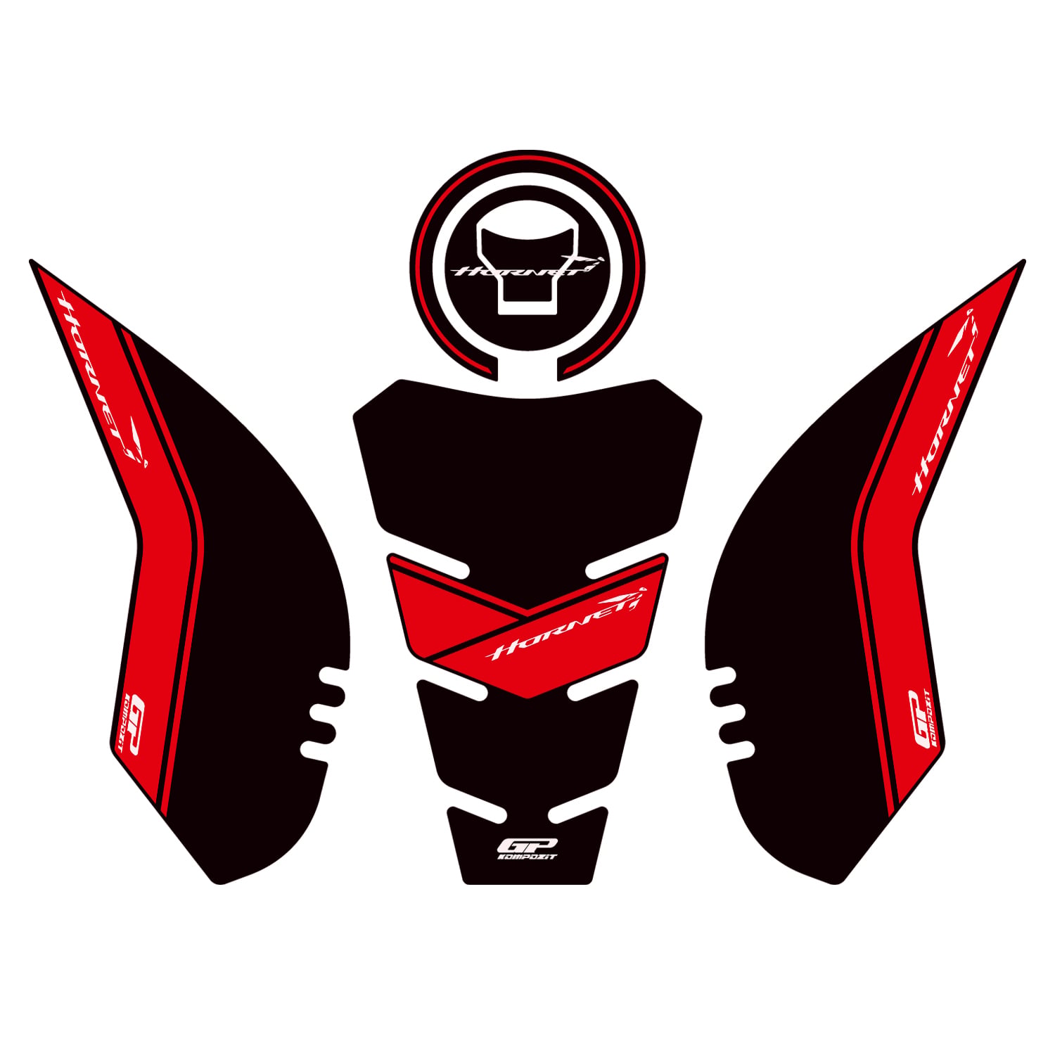GP Kompozit Honda CB500 Hornet 2024-2025 Uyumlu Tank Pad Siyah-Kırmızı