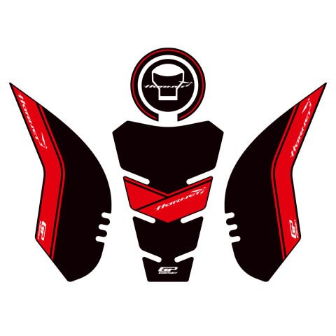 GP Kompozit Honda CB500 Hornet 2024-2025 Uyumlu Tank Pad Siyah-Kırmızı
