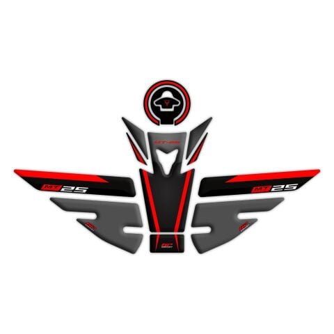 GP Kompozit Yamaha MT-25 2015-2019 Uyumlu Tank Pad Seti Siyah-Kırmızı