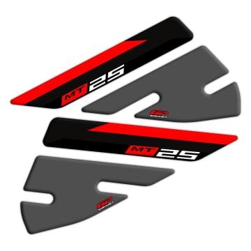 GP Kompozit Yamaha MT-25 2015-2019 Uyumlu Tank Pad Seti Siyah-Kırmızı