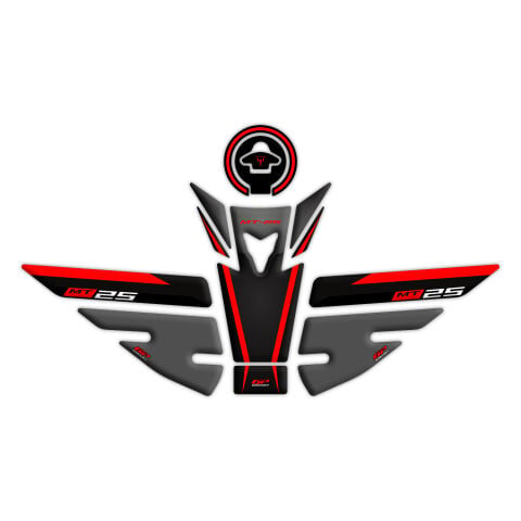 GP Kompozit Yamaha MT-25 2015-2019 Uyumlu Tank Pad Seti Siyah-Kırmızı