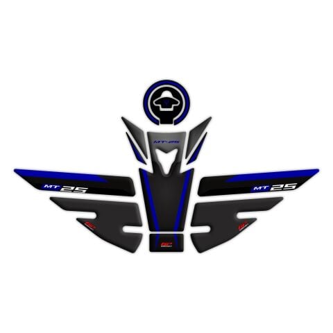 GP Kompozit Yamaha MT-25 2015-2019 Uyumlu Tank Pad Seti Siyah-Lacivert