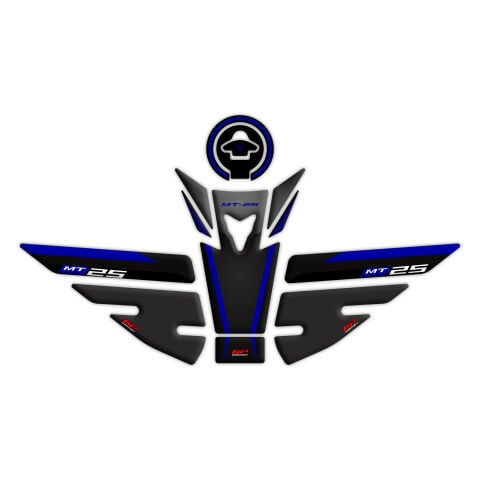GP Kompozit Yamaha MT-25 2015-2019 Uyumlu Tank Pad Seti Siyah-Lacivert