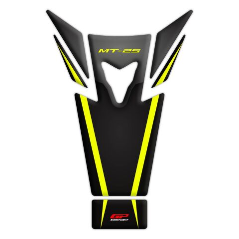 GP Kompozit Yamaha MT-25 2015-2019 Uyumlu Tank Pad Seti Siyah-Sarı
