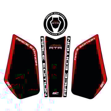GP Kompozit TVS Apache RTR 200 2024 Uyumlu Tank Pad Seti Siyah - Kırmızı
