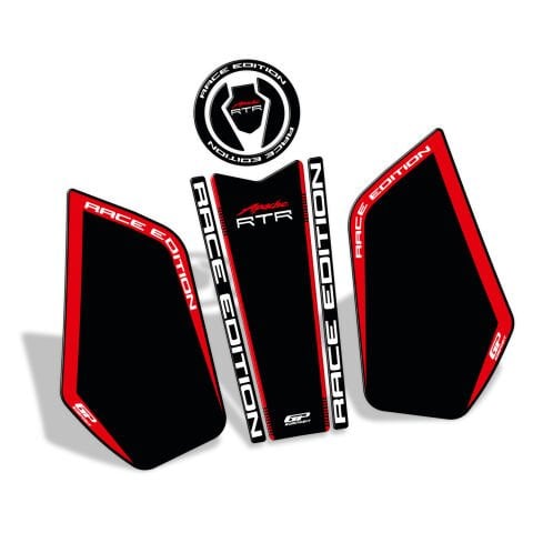 GP Kompozit TVS Apache RTR 200 2024 Uyumlu Tank Pad Seti Siyah - Kırmızı