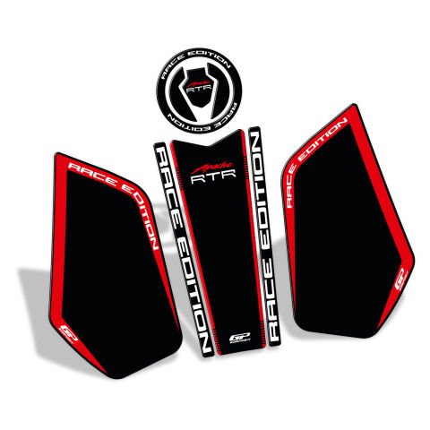 GP Kompozit TVS Apache RTR 200 2024 Uyumlu Tank Pad Seti Siyah - Kırmızı