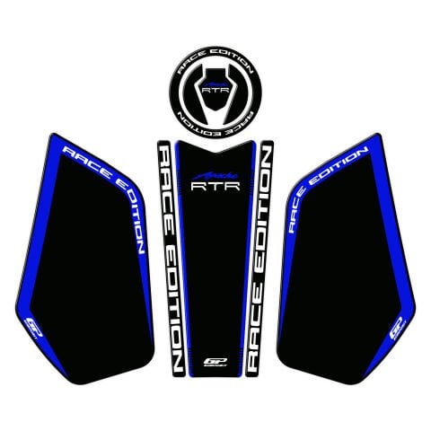 GP Kompozit TVS Apache RTR 200 2024 Uyumlu Tank Pad Seti Siyah - Mavi