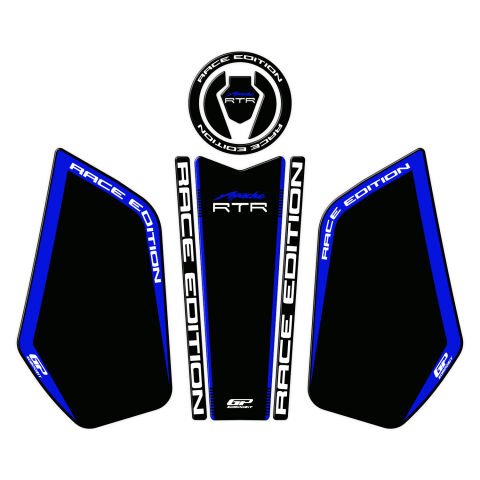 GP Kompozit TVS Apache RTR 200 2024 Uyumlu Tank Pad Seti Siyah - Mavi