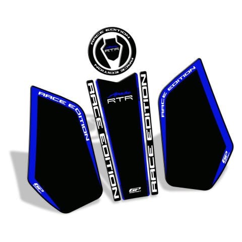 GP Kompozit TVS Apache RTR 200 2024 Uyumlu Tank Pad Seti Siyah - Mavi