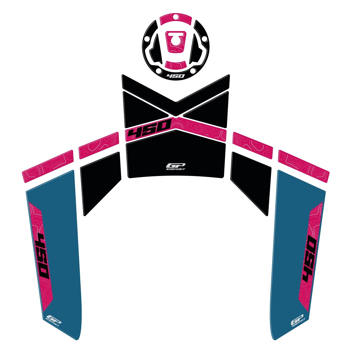 GP Kompozit CF Moto 450 MT 2024-2026Uyumlu Tank Pad Mavi