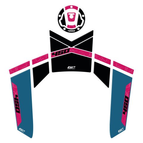 GP Kompozit CF Moto 450 MT 2024-2026 Uyumlu Tank Pad Mavi