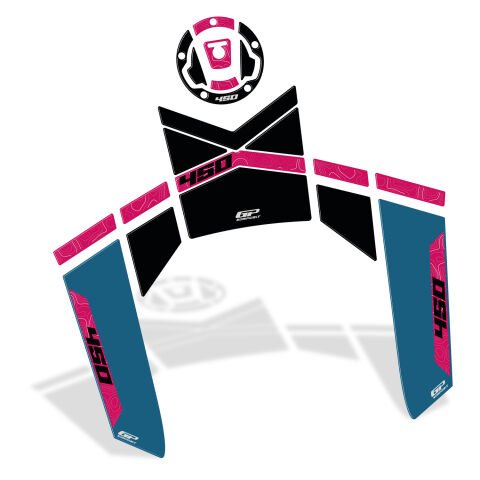 GP Kompozit CF Moto 450 MT 2024-2026 Uyumlu Tank Pad Mavi