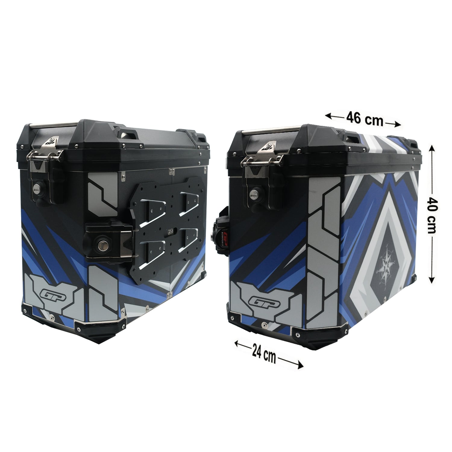 GP Kompozit DSN08 Universal 40 lt x 2 Desenli Alüminyum Motosiklet Yan Çanta Seti
