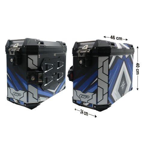 GP Kompozit DSN08 Universal 40 lt x 2 Desenli Alüminyum Motosiklet Yan Çanta Seti