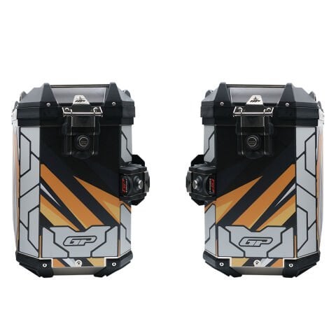 GP Kompozit DSN07 Universal 40 lt x 2 Desenli Alüminyum Motosiklet Yan Çanta Seti