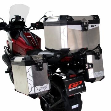 GP Kompozit Universal 37+40+40 lt Alüminyum Motosiklet Çanta Seti Gri