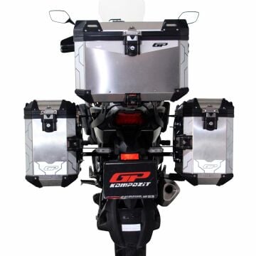 GP Kompozit Universal 37+40+40 lt Alüminyum Motosiklet Çanta Seti Gri
