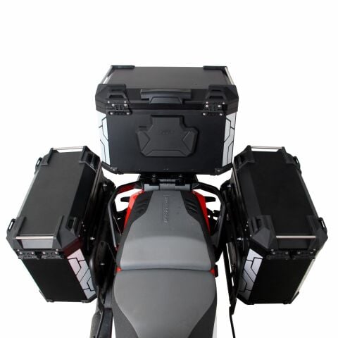 GP Kompozit Universal 57+40+40 lt Alüminyum Motosiklet Çanta Seti Siyah