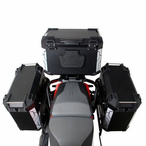 GP Kompozit Universal 57+40+40 lt Alüminyum Motosiklet Çanta Seti Siyah