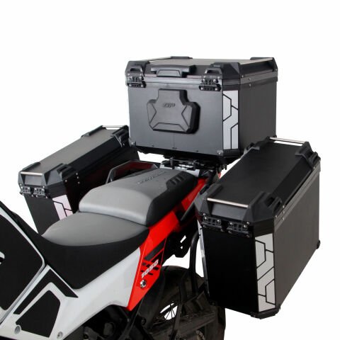 GP Kompozit Universal 57+40+40 lt Alüminyum Motosiklet Çanta Seti Siyah