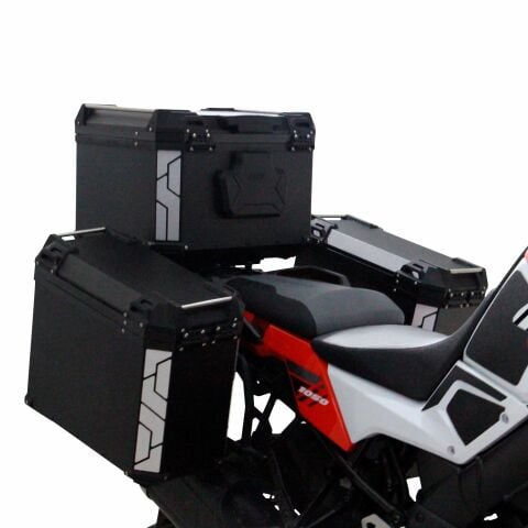 GP Kompozit Universal 75+40+40 lt Alüminyum Motosiklet Çanta Seti Siyah