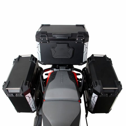GP Kompozit Universal 75+40+40 lt Alüminyum Motosiklet Çanta Seti Siyah