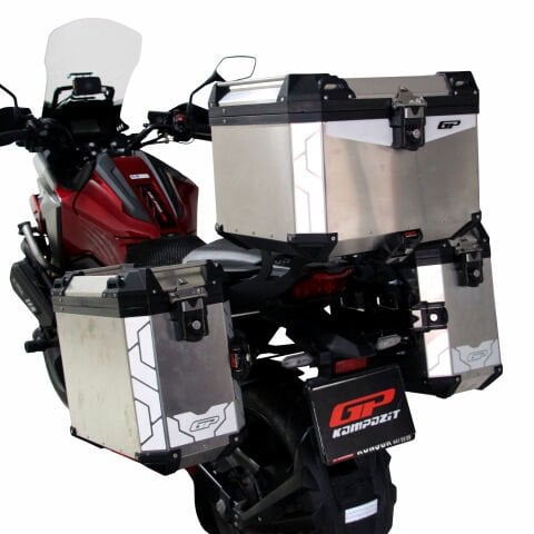 GP Kompozit Universal 57+40+40 lt Alüminyum Motosiklet Çanta Seti Gri