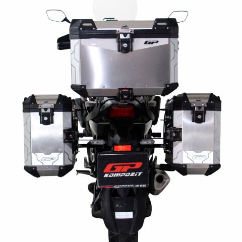 GP Kompozit Universal 57+40+40 lt Alüminyum Motosiklet Çanta Seti Gri