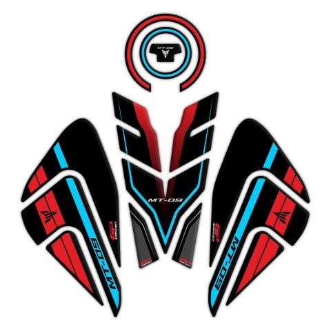 GP Kompozit Yamaha MT-09 2021-2023 Uyumlu Tank Pad Seti Kırmızı-Gri
