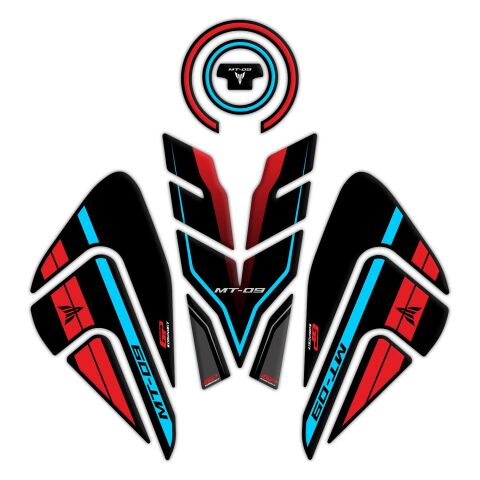 GP Kompozit Yamaha MT-09 2021-2023 Uyumlu Tank Pad Seti Kırmızı-Gri
