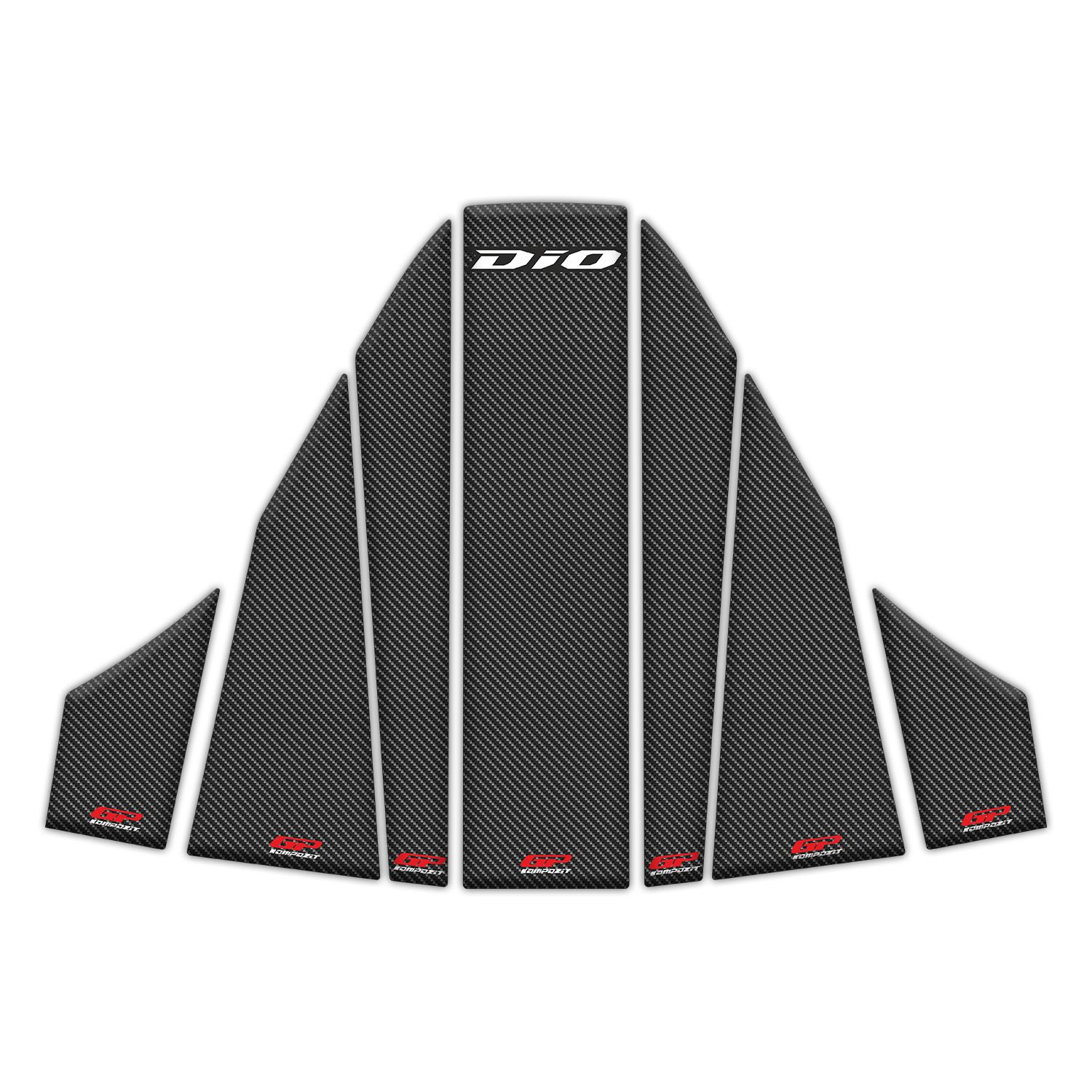 GP Kompozit Honda Dio 2021-2025 Uyumlu Tank Pad Seti Karbon