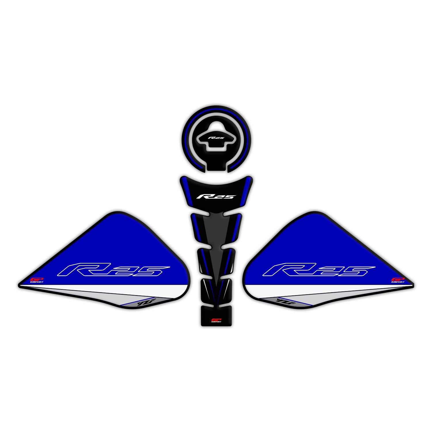 GP Kompozit Yamaha R25 2015-2018 Uyumlu Tank Pad Seti Mavi