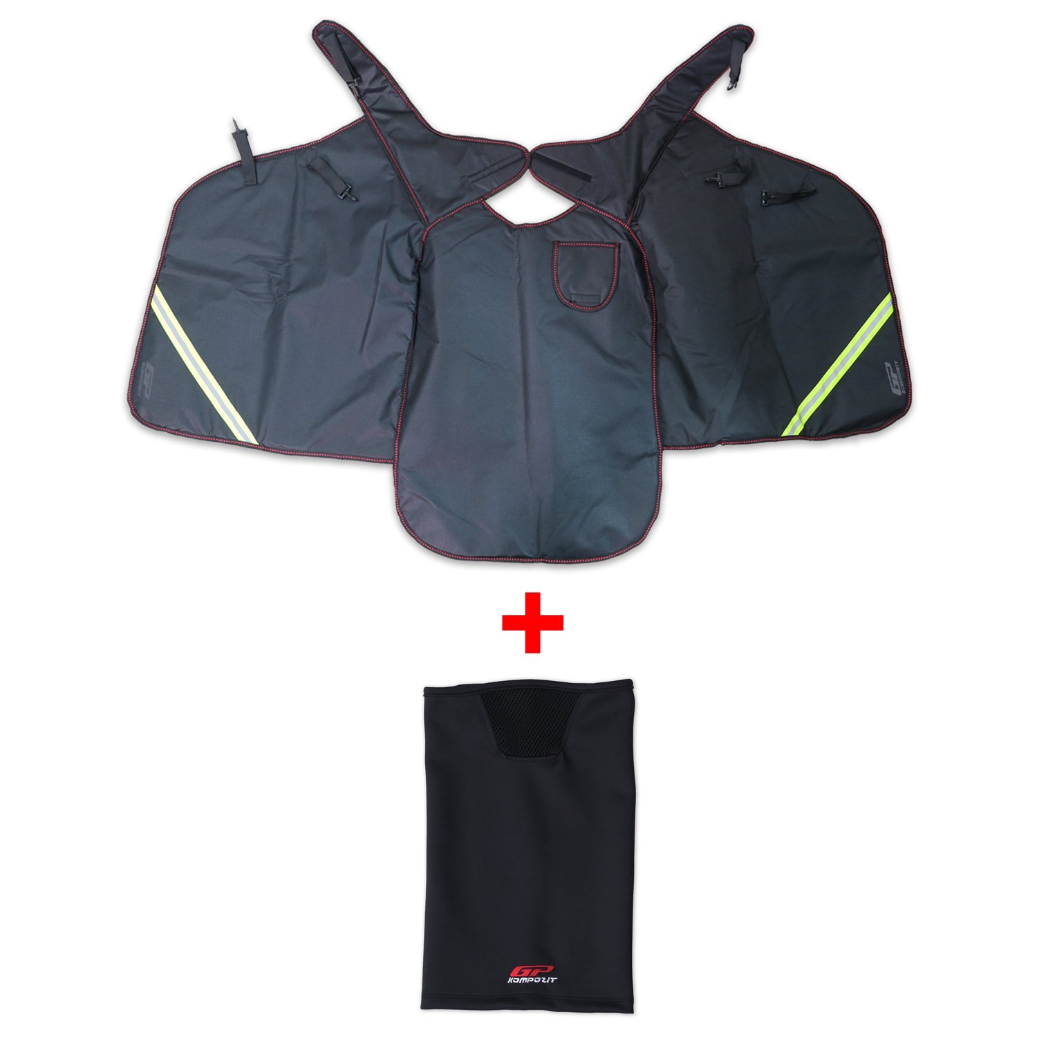 GP Kompozit Universal Reflektifli Motosiklet Diz Örtüsü Siyah (1 Adet Boyunluk Hediye)