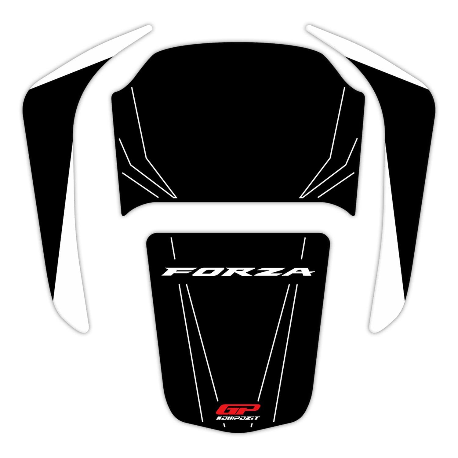 GP Kompozit Honda Forza 250 2018-2026 Uyumlu Tank Pad Seti Siyah-Beyaz