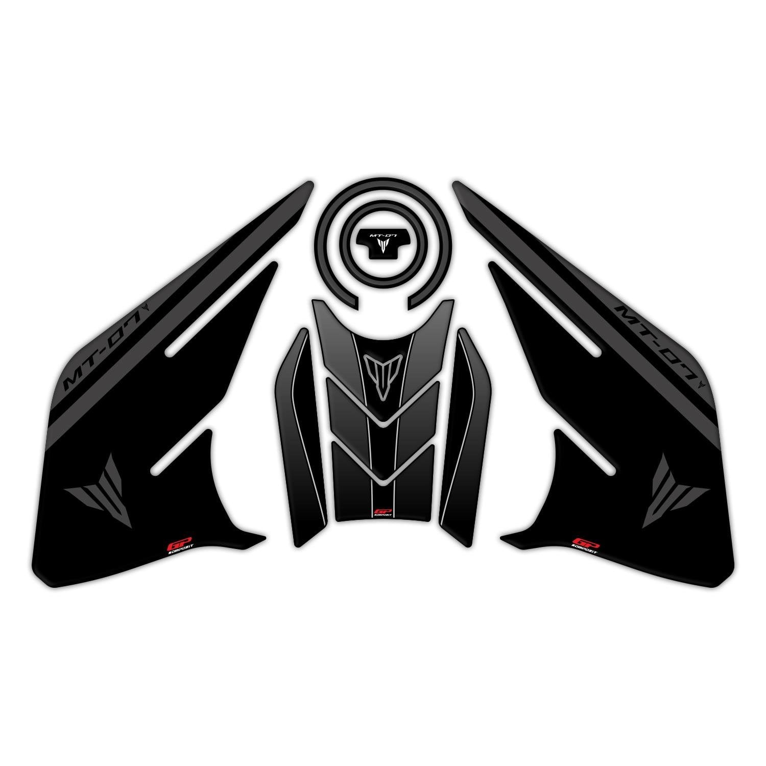 GP Kompozit Yamaha MT-07 2021-2024 Uyumlu Tank Pad Seti Siyah