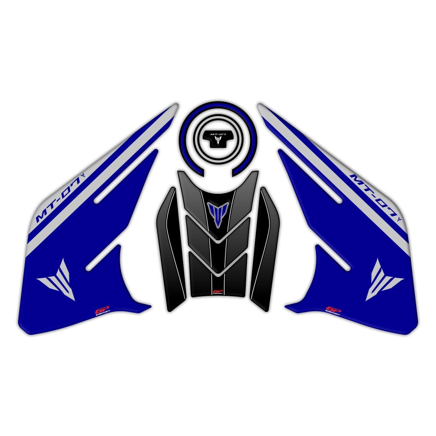GP Kompozit Yamaha MT-07 2021-2024 Uyumlu Tank Pad Seti Mavi