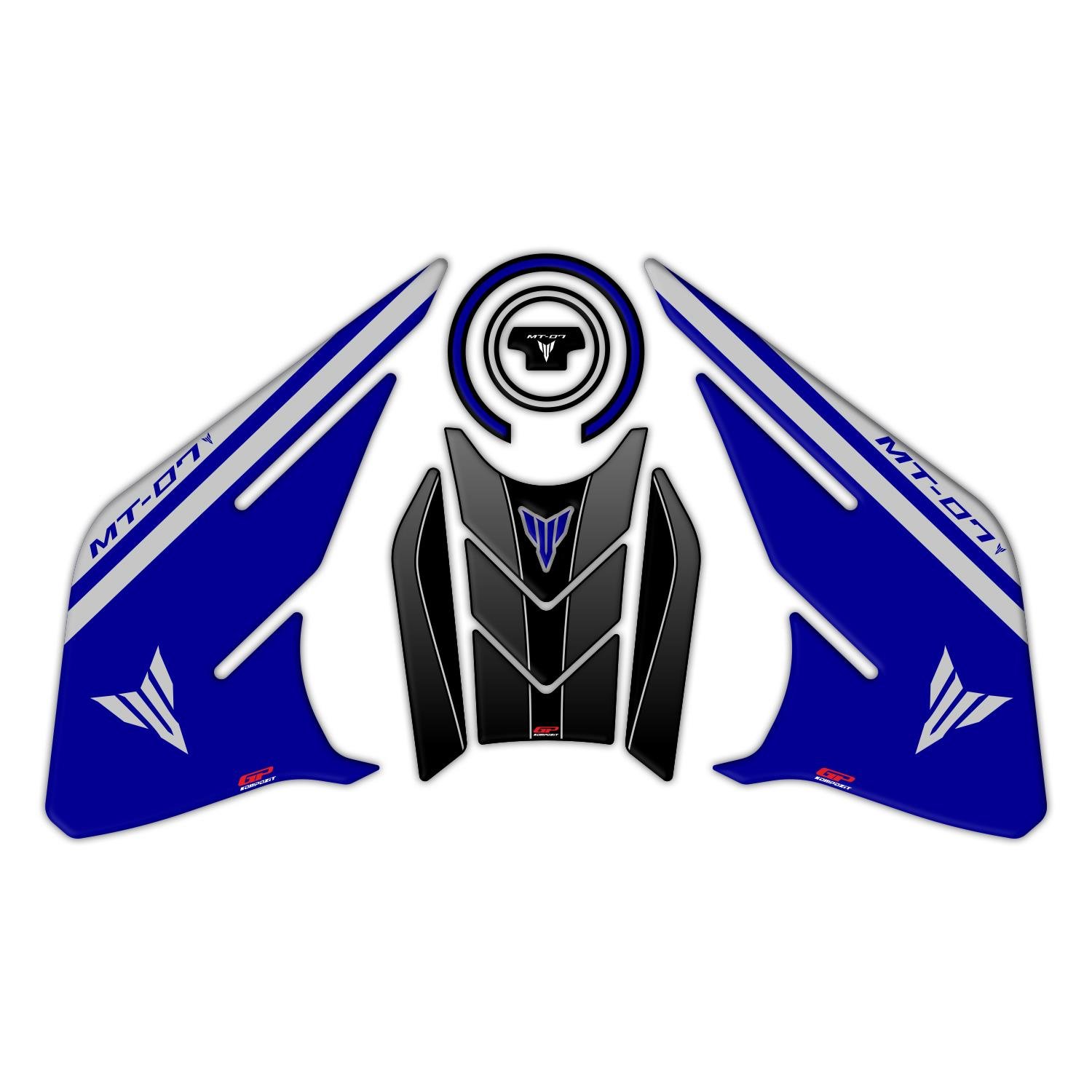 GP Kompozit Yamaha MT-07 2021-2024 Uyumlu Tank Pad Seti Mavi