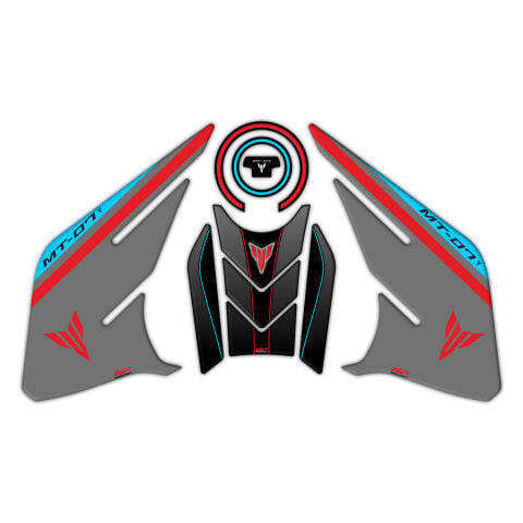 GP Kompozit Yamaha MT-07 2021-2024 Uyumlu Tank Pad Seti Kırmızı-Gri