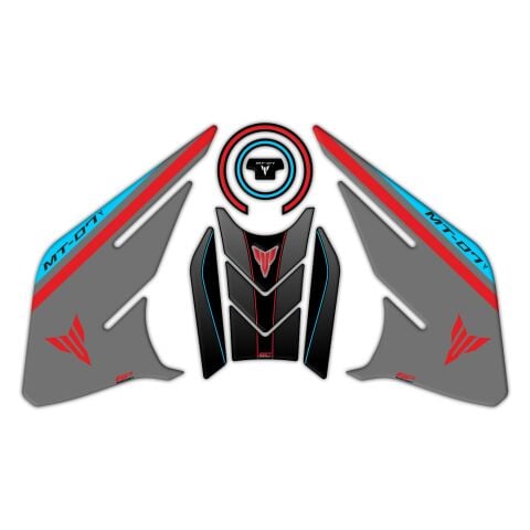 GP Kompozit Yamaha MT-07 2021-2024 Uyumlu Tank Pad Seti Kırmızı-Gri