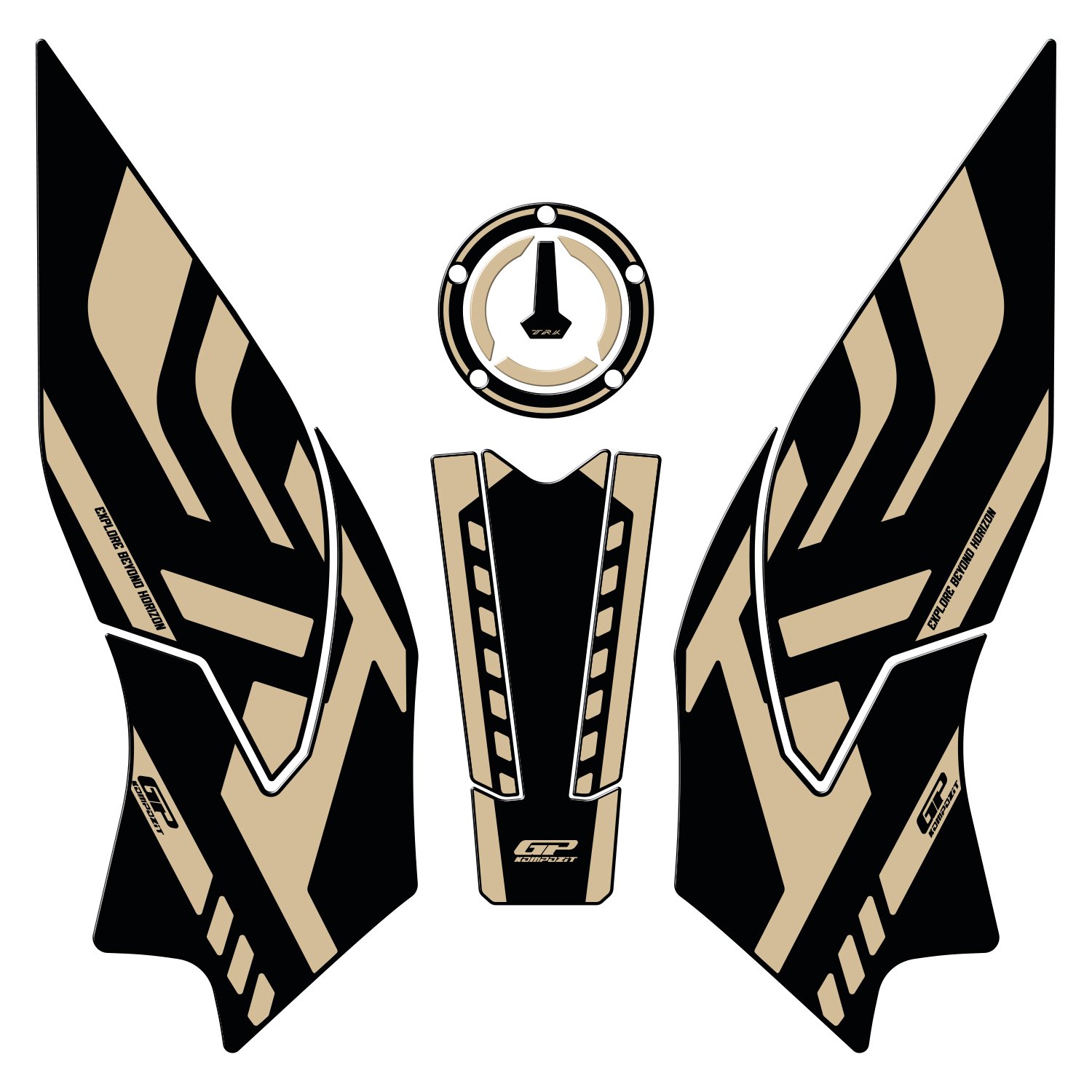 GP Kompozit Benelli TRK 702 X 2024 Uyumlu Tank Pad Seti Siyah-Bej