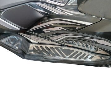 GP Kompozit Honda PCX 125 / 150 2021-2024 Uyumlu Kauçuk Detaylı Krom Basamak Siyah-Krom