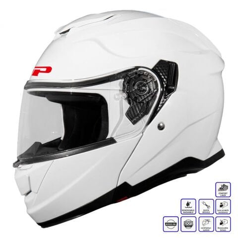 GP Kompozit MKS007-PW Güneş Vizörlü Şeffaf Çene Açılır Motosiklet Kaskı