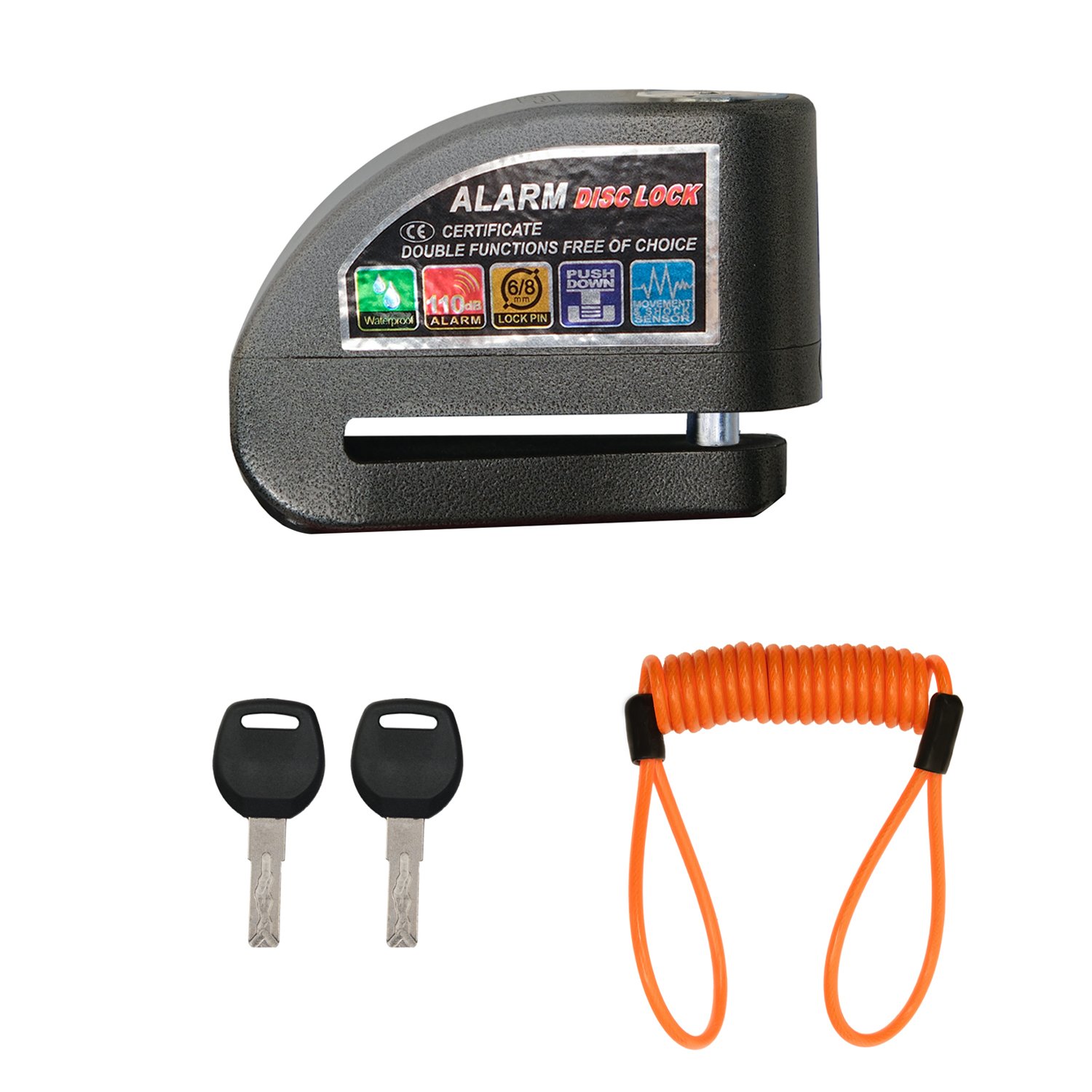 GP Kompozit DSK003 Universal Alarmlı Motosiklet Disk Kilidi Gri