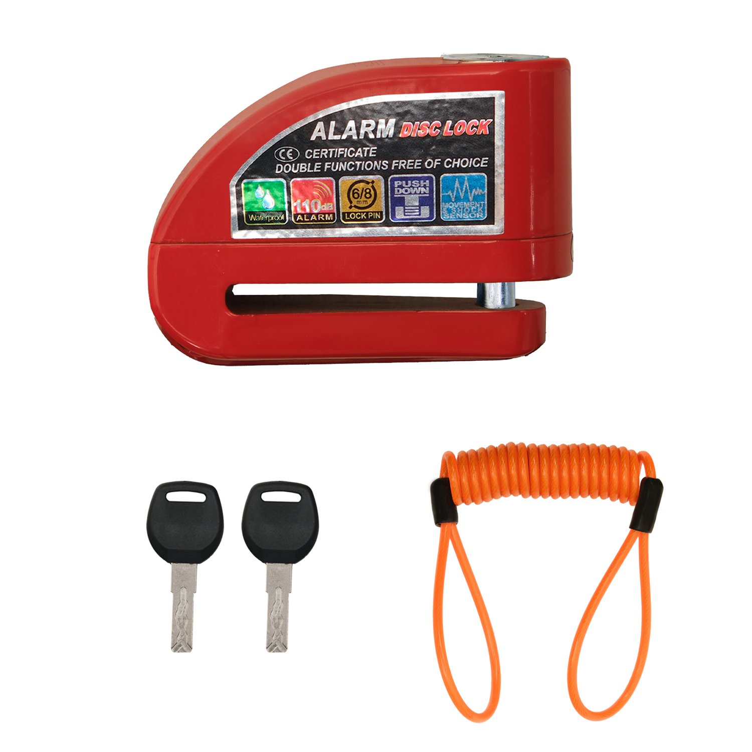 GP Kompozit DSK003 Universal Alarmlı Motosiklet Disk Kilidi Kırmızı