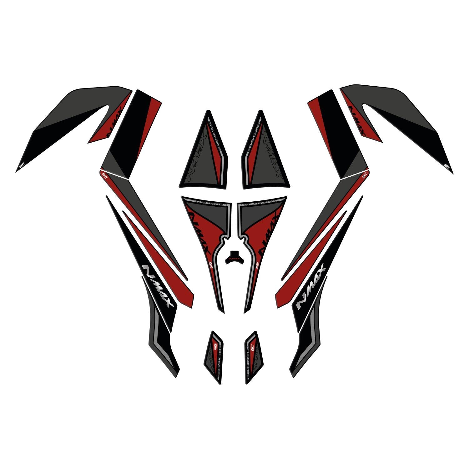 GP Kompozit Yamaha NMAX 125 / 155 2015-2020 Uyumlu Tank Pad Seti Kırmızı