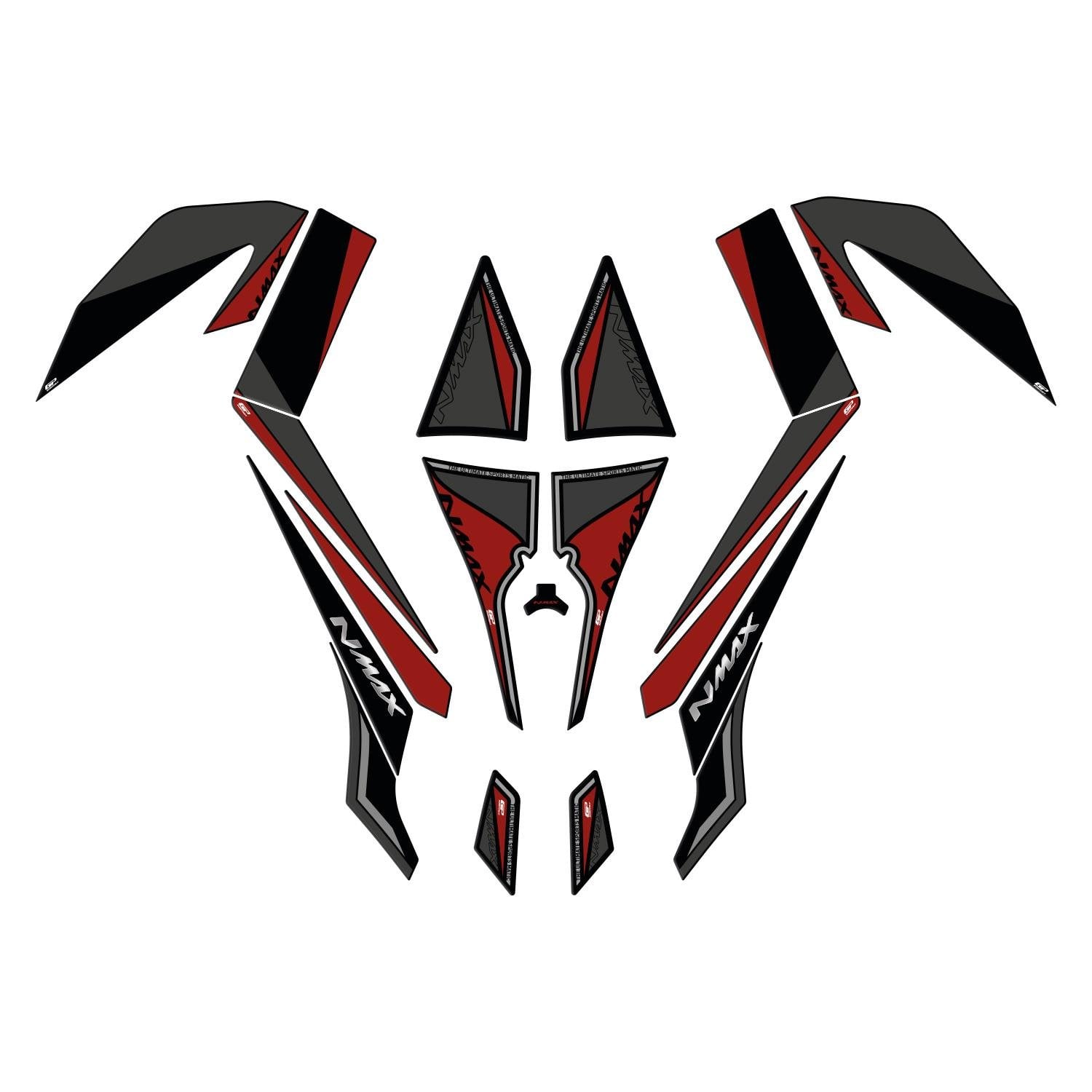 GP Kompozit Yamaha NMAX 125 / 155 2015-2020 Uyumlu Tank Pad Seti Kırmızı