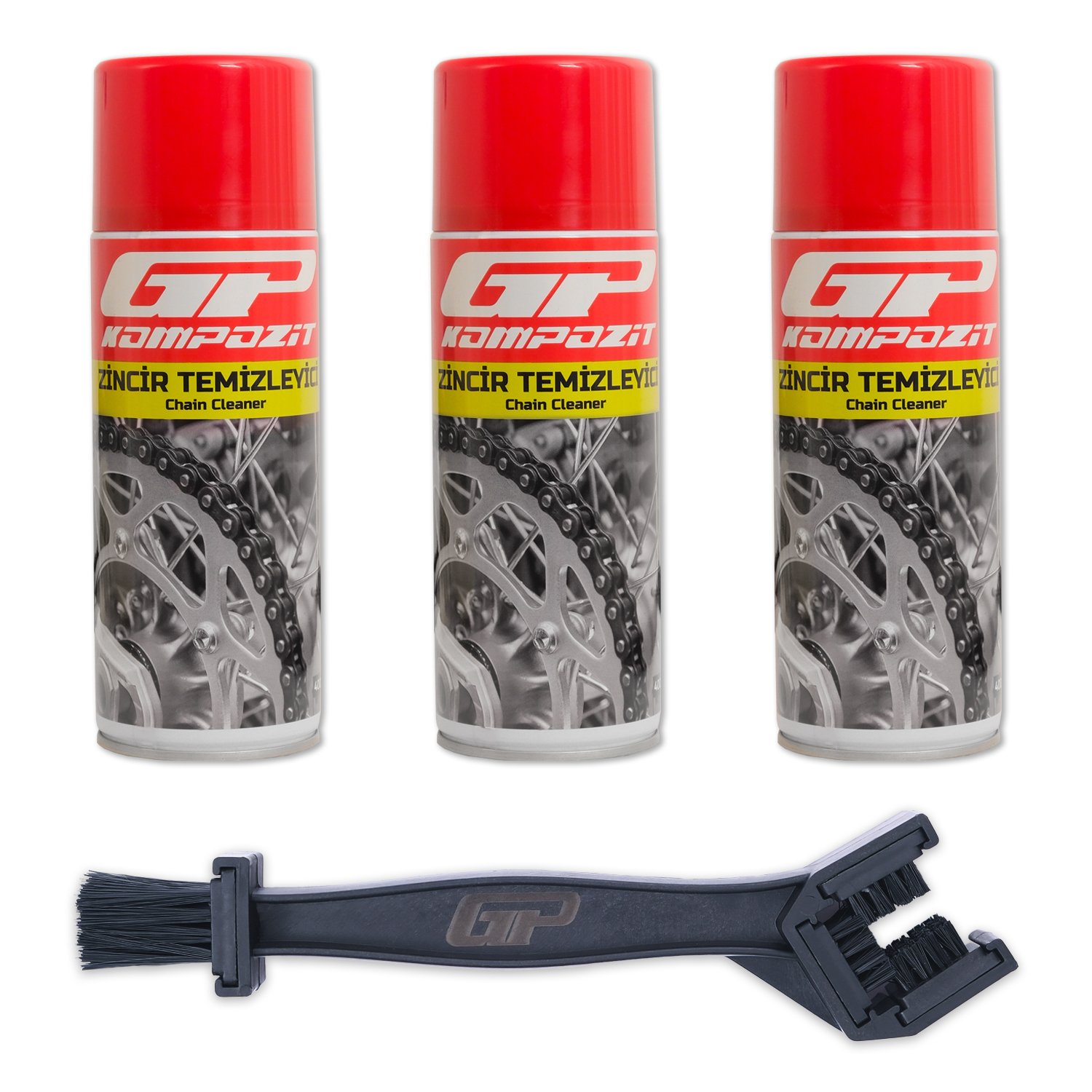 GP Kompozit BKM04 Motosiklet Bakım Seti (3 X Zincir Temizleyici + Zincir Temizleme Fırçası)