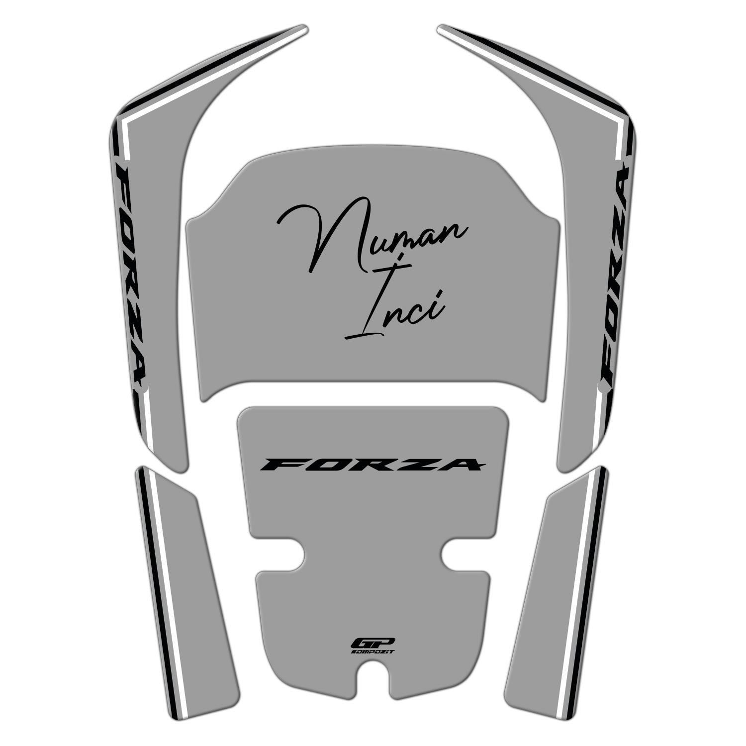 GP Kişiye Özel Honda Forza 250 2018-2025 Uyumlu Tank Pad Nardo Gri